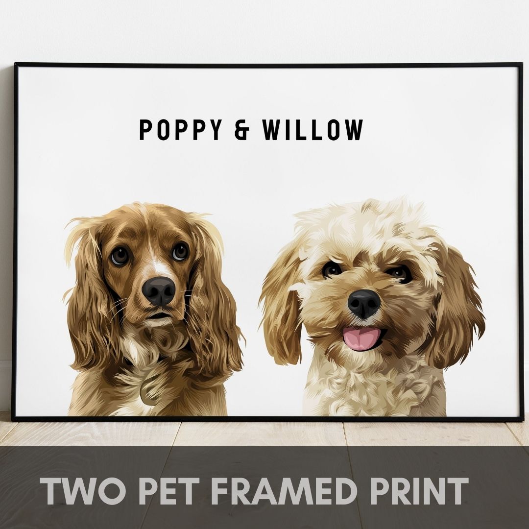 Custom Pet Portrait - Framed Print (TWO PETS)