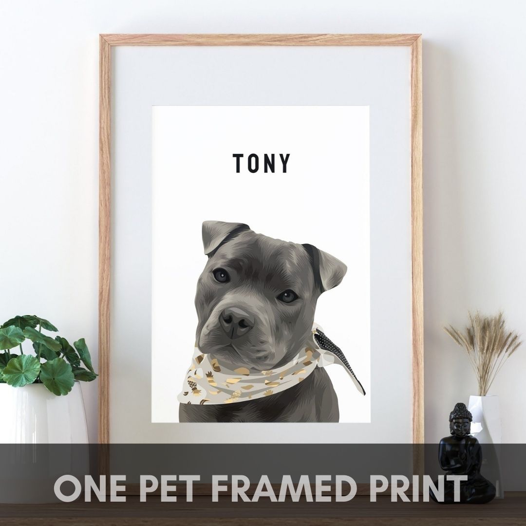 Custom Pet Portrait - Framed Print (ONE PET)
